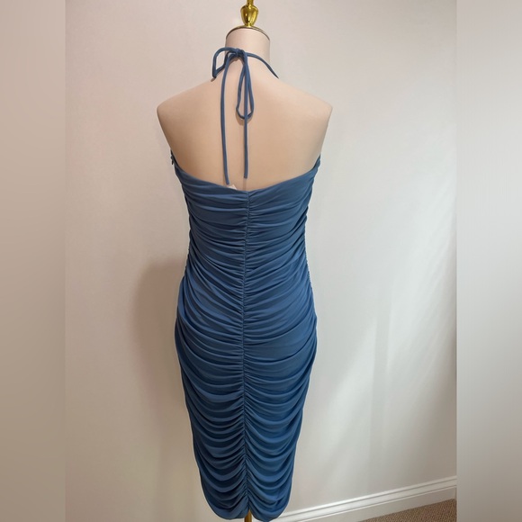 Zeynep Arcay Jersey Ruched Midi Dress in Blue - Picture 10 of 14